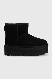 Ботинки кожаные UGG W Classic на мини-платформе, черный