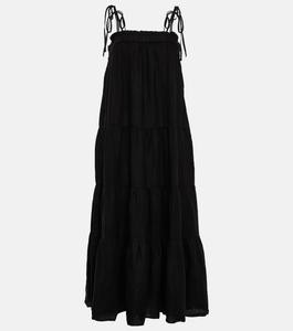 Ярусное платье макси Charlie из льна VELVET, черный