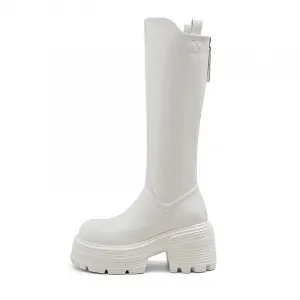 Ботинки Knee high для женщин A poinsettia princess, Ecru Unlined