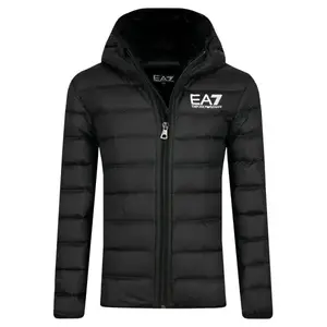 Пуховик стандартного кроя Ea7, черный