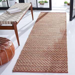 Ковер-дорожка SAFAVIEH, 77 x 244 см, Natural Fiber Collection - Natural & Rust, дизайн, легкий уход, идеально для помещений с высокой проходимостью в гостиной, спальне (NFB701P)
