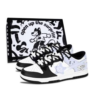Dunk Black White, устойчивые к истиранию низкие скейтборд-кроссовки Unisex Nike, фиолетовый