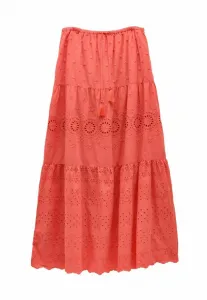 Длинная юбка-макси с вышивкой и ярусами, прямого кроя. Joules, Pink