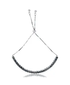 Теннисный браслет-боло с черной шпинелью, регулируемый, из стерлингового серебра Macy'S, black