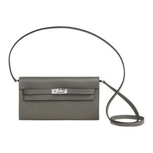 Kelly To Go Evecolor Кожа Теленка Сумка Через Плечо, Женская Сумка Кроссбоди 0L Грисмейер Дождевое Облако Серый HERMES