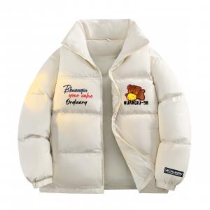 Пуховик Unisex с воротником стойкой утепленный HUANQIU, бежевый оранжевый