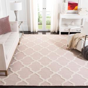 Ковер SAFAVIEH, 244 x 305 см, - Cambridge Collection - большой - Light Pink & Ivory, ручной работы из шерсти, узор Trellis, идеально для гостиной, спальни, офиса, столовой (CAM121M)
