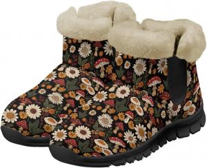 Женские зимние ботинки Jeiento с грибовидной подошвой, уютные низкие каблуки, снегоступы с противоскользящей подошвой, утолщенные, Mushroom Daisy Flower