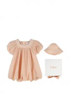 Вышитый комплект платьев Chloé Kids, бежевый