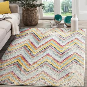 Ковер SAFAVIEH, 201 x 280 см, коллекции Monaco, Multi, дизайн Boho Chevron Distressed, без линьки и простой в уходе, идеален для помещений с высокой проходимостью в гостиной, спальне (MNC220F)