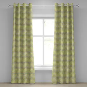 Угловая штора на люверсах ABAKUHAUS, зигзагообразный узор с оригинальным абстрактным рисунком в виде стрелы в этническом/национальном стиле, декоративная двухпанельная штора, 280 см x 175 см, желтый/светло-серый Abakuhaus