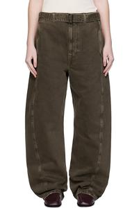 Lemaire Зеленые джинсы с перекрученным поясом