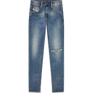 Джинсы Diesel с потертостями, завышенная талия, синие