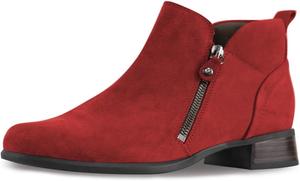 Женские классические ботильоны YDN с круглыми носками, боковыми молниями, на низком блочном каблуке, для работы и повседневного ношения, размер 4-16 US, Red