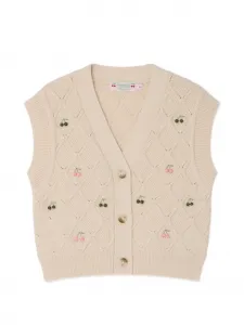 Кардиган без рукавов с узором Bonpoint, бежевый
