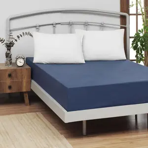 Простыня Dream Sleep Fine Flannel Box Spring на резинке 160x200 см, темно-синяя Traumschlaf