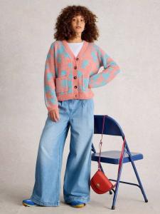 Кардиган Jenny с абстрактным цветочным принтом White Stuff, Coral/Turquoise
