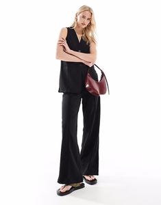 Широкие брюки из крепового джерси черного цвета Vero Moda Tall