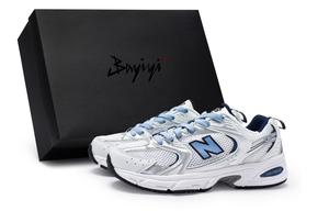 Кроссовки New Balance 530 противоударные нескользящие дышащие низкие унисекс бело-серебристо-голубые, цвет White Silver Blue