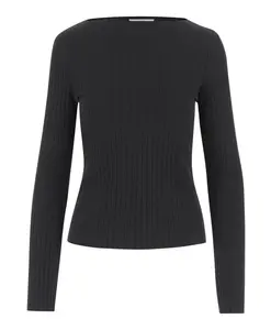 Черный пуловер из смесовой хлопковой ткани с круглым вырезом Vince, черный