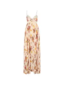 Платье без рукавов с цветочным принтом Blumarine, бежевый