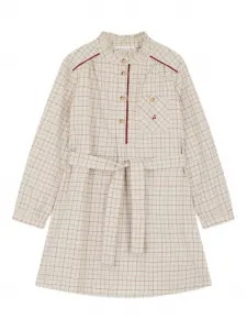 Клетчатое платье с оборками Bonpoint, нейтральный