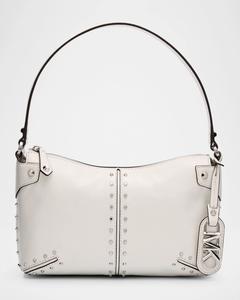 Большая кожаная сумка через плечо с заклепками Michael Michael Kors, черный