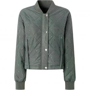 Стеганая декорированная куртка-бомбер PINKO, зеленый
