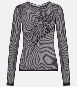 Топ из тюля с логотипом и пайетками Jean Paul Gaultier, черный