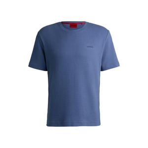 Пижамная футболка из хлопковой смеси с вышитым логотипом HUGO, светло-голубой