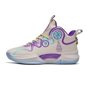 MUSNODO Амортизирующие нескользящие и износостойкие баскетбольные кроссовки высокие унисекс белый черный бежевый фиолетовый, цвет Beige Purple