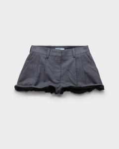 Шорты из гризайли и состаренного сатина Prada, антрацитовый серый