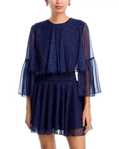 Платье с оборками и приталенной талией - эксклюзив Aqua, синий