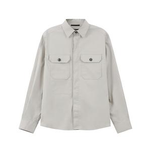 Рубашка Zegna с длинным рукавом из поплина Ermenegildo Zegna, серо-белый