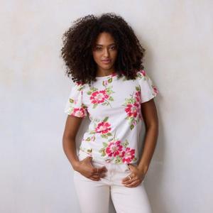 Миниатюрная футболка с рукавами-пузырями Lc Lauren Conrad, цвет white hibiscus kiss