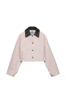 Кожаная куртка с накладными карманами Prada, розовый