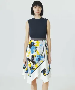 Платье с цветочным принтом в стиле колор-блок Loveless, цвет Navy