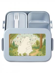 Mr. & Mrs. Panda Коробочка для закусок с изображением обнимающего полярного медведя, без слогана, пастельно-голубого цвета