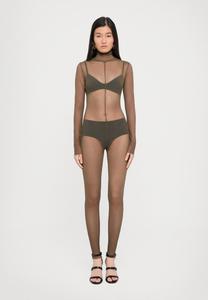 Комбинезон Norma Kamali LONG SLEEVE SLIM FIT TURTLE CATSUIT, Bark/Dark Brown