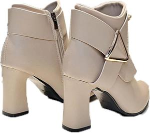 Женские легкие ботильоны на высоком каблуке Yiozoi для вечеринок и деловой обстановки, осенние кожаные ботинки, Beige 8Cm