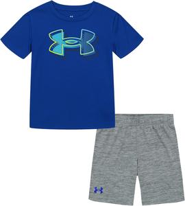 Under Armour майка с короткими рукавами и шорты для мальчиков, легкие и дышащие, Royal Pop Out Logo