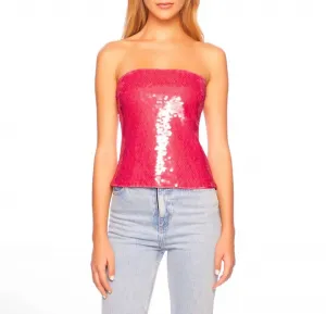 Полупрозрачный топ-бандо с пайетками, цвет азалия Susana Monaco