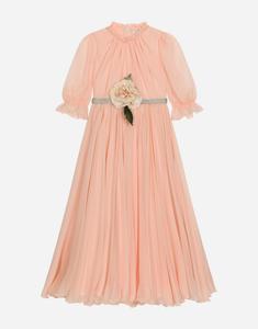 Шифоновое платье с 3D-цветком Dolce&Gabbana, розовый
