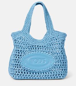 Сумка-корзинка из рафии с кожаной отделкой Tod's, Azzuro Medio Persian Blue