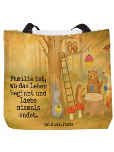 Mr. & Mrs. Panda Сумка-шоппер с рисунком лесных животных для пикника и надписью, белого цвета