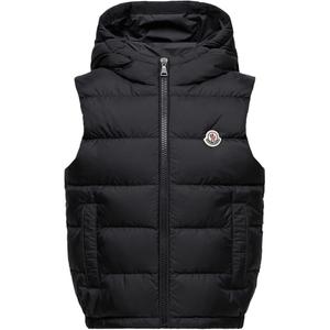 Пуховая жилетка Fudo с капюшоном для детей Moncler, черный