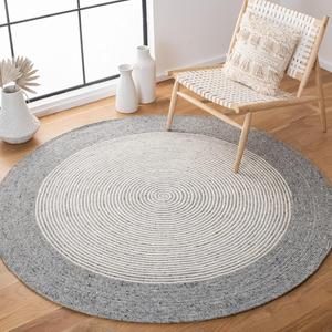 Ковер SAFAVIEH, 214 x 214 см,  Braided Collection Grey/Ivory BRD904G ручной работы в стиле кантри, двусторонний, шерстяной, для прихожей, гостиной, спальни или кухни