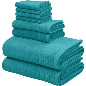 Мой домашний набор полотенец Sanremo Premium, премиальные полотенца, 600 г/м², высокое качество набор из 8 шт. Махровые полотенца для душа, ручные полотенца, мыльные полотенца, 100% хлопок My Home, Aqua