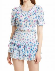 Укороченный топ Rosalinda цвета глубокой сладкой ваты LoveShackFancy, цвет deep cotton candy