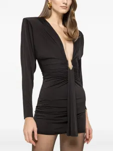Мини-платье с V-образным вырезом Nissa, черный